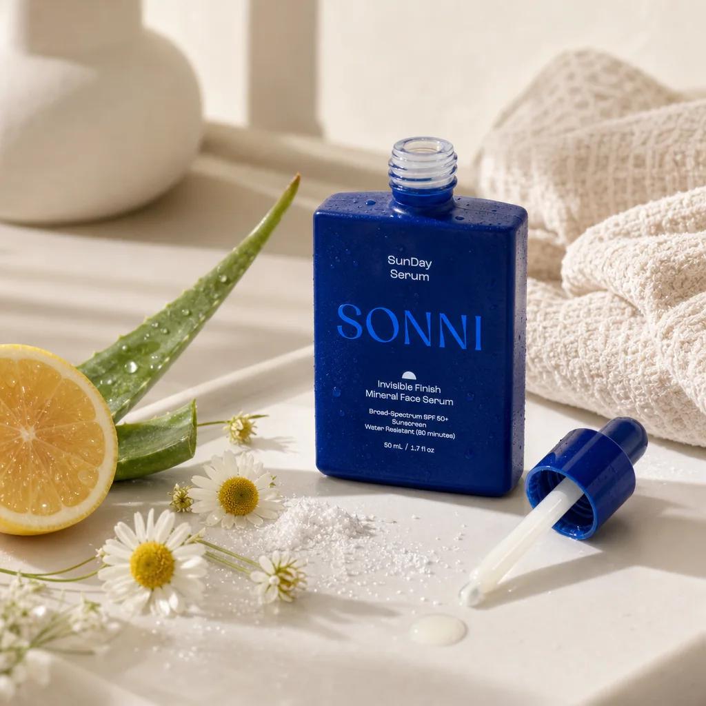 SunDay Mineral Serum — finished marketing photo